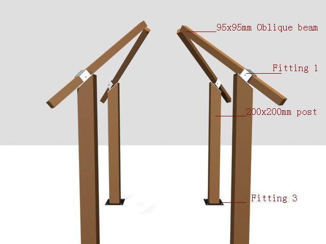Fixed posts and diagonal brace